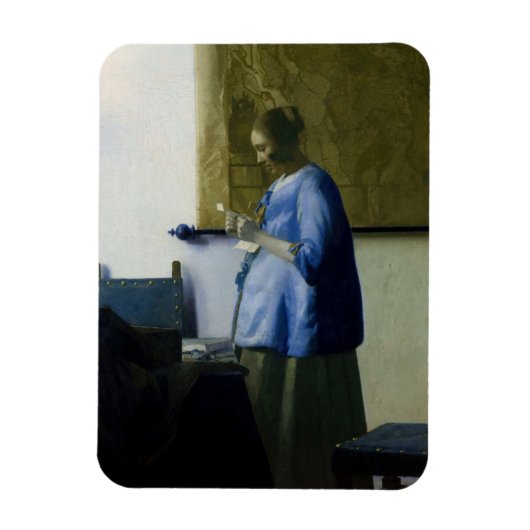Johannes Vermeer - Frauen in blau lesen einen Brie Magnet (Vertikal)