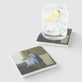 Johannes Vermeer - Frauen in blau lesen einen Brie Steinuntersetzer (Seitenansicht)