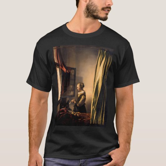 Johannes Vermeer Girl, der einen Brief bei einem o T-Shirt (Vorderseite)
