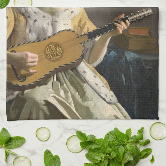 Johannes Vermeer - Gitarrenspieler Geschirrtuch (Gefaltet)