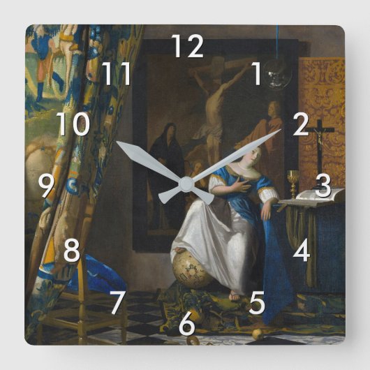 Johannes Vermeer - Glaubensvorstellung Quadratische Wanduhr (Vorderseite)