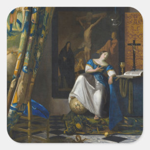 Johannes Vermeer - Glaubensvorstellung Quadratischer Aufkleber