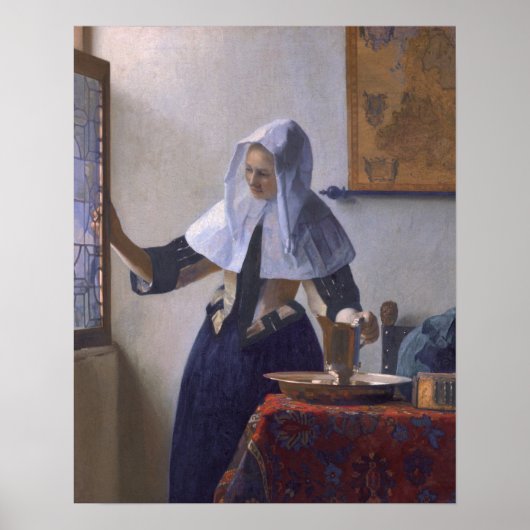 Johannes Vermeer, junge Frau mit einem Wasserschwa Poster (Vorne)