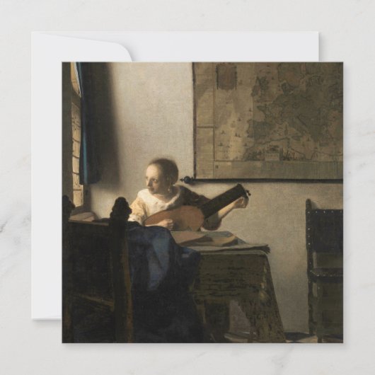 Johannes Vermeer - Junge Frau mit Lute Dankeskarte (Vorderseite)