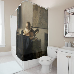 Johannes Vermeer - Junge Frau mit Lute Duschvorhang