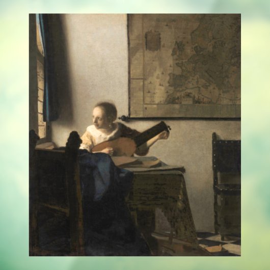 Johannes Vermeer - Junge Frau mit Lute Fensteraufkleber (Blatt 3)