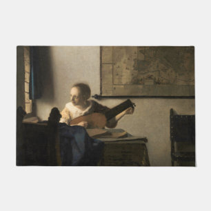 Johannes Vermeer - Junge Frau mit Lute Fußmatte