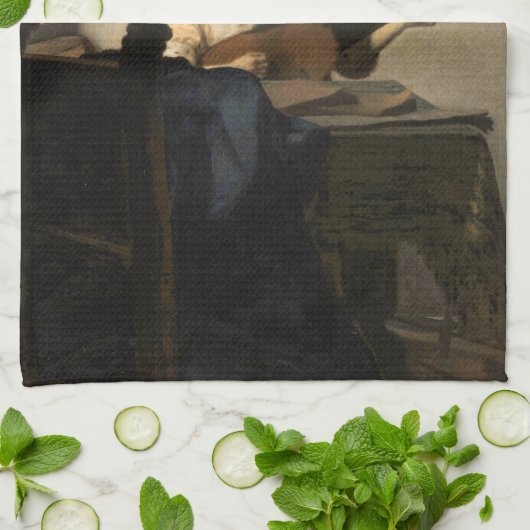 Johannes Vermeer - Junge Frau mit Lute Geschirrtuch (Gefaltet)