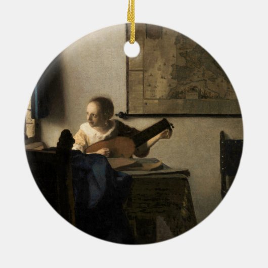 Johannes Vermeer - Junge Frau mit Lute Keramik Ornament (Hinten)