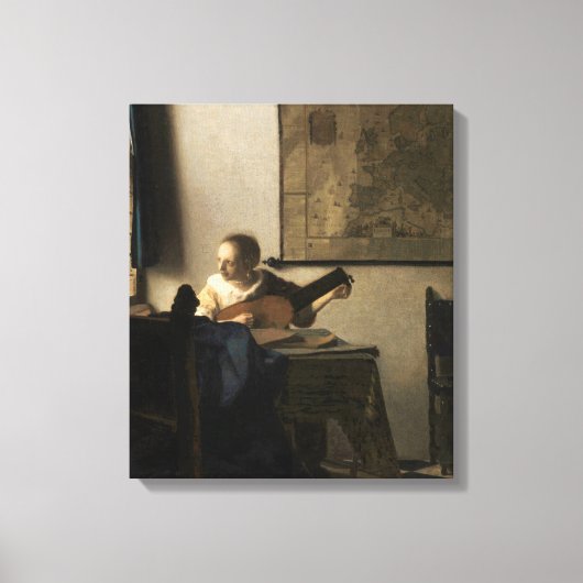 Johannes Vermeer - Junge Frau mit Lute Leinwanddruck (Vorderseite)
