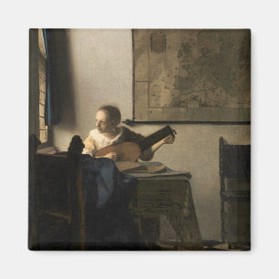 Johannes Vermeer - Junge Frau mit Lute Magnet