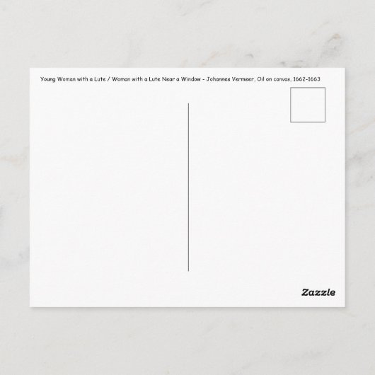 Johannes Vermeer - Junge Frau mit Lute Postkarte (Rückseite)
