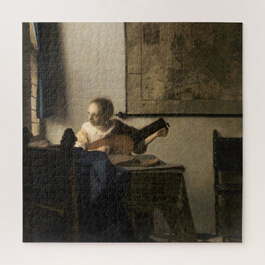 Johannes Vermeer - Junge Frau mit Lute Puzzle (Vertikal)