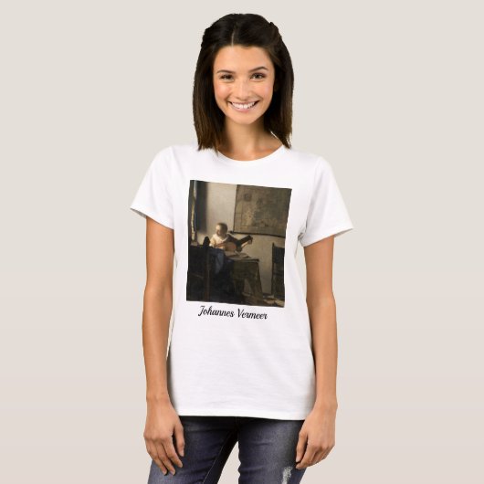 Johannes Vermeer - Junge Frau mit Lute T-Shirt (Vorne ganz)
