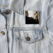 Johannes Vermeer - Junge Frau mit Pearl Necklace Button (Beispiel)