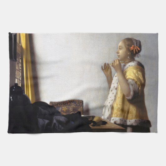 Johannes Vermeer - Junge Frau mit Pearl Necklace Geschirrtuch (Horizontal)