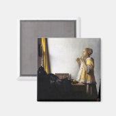 Johannes Vermeer - Junge Frau mit Pearl Necklace Magnet (Vorderseite/Rückseite)
