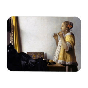 Johannes Vermeer - Junge Frau mit Pearl Necklace Magnet
