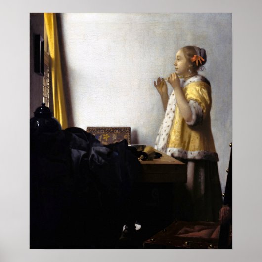 Johannes Vermeer - Junge Frau mit Pearl Necklace Poster (Vorne)