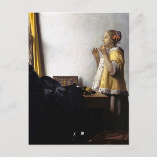 Johannes Vermeer - Junge Frau mit Pearl Necklace Postkarte (Vorderseite)