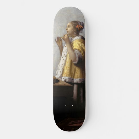 Johannes Vermeer - Junge Frau mit Pearl Necklace Skateboard (Vorderseite)