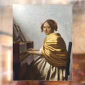Johannes Vermeer - Junge Frau sitzt bei Virginal Fensteraufkleber (Blatt 2)