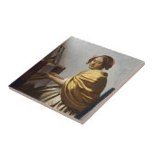 Johannes Vermeer - Junge Frau sitzt bei Virginal Fliese (Seite)