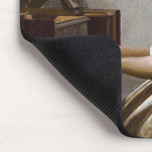 Johannes Vermeer - Junge Frau sitzt bei Virginal Mousepad (Ecke)