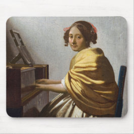Johannes Vermeer - Junge Frau sitzt bei Virginal Mousepad