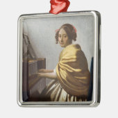 Johannes Vermeer - Junge Frau sitzt bei Virginal Ornament Aus Metall (Links)