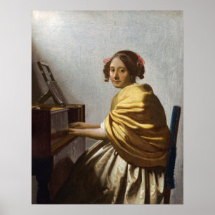 Johannes Vermeer - Junge Frau sitzt bei Virginal Poster