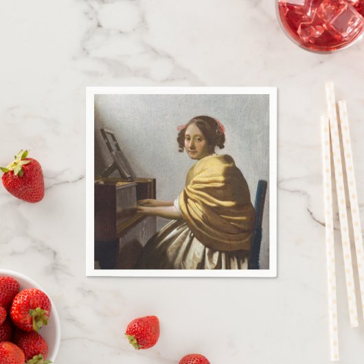 Johannes Vermeer - Junge Frau sitzt bei Virginal Serviette (Beispiel)