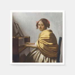 Johannes Vermeer - Junge Frau sitzt bei Virginal Serviette