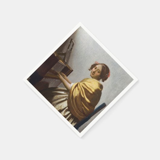 Johannes Vermeer - Junge Frau sitzt bei Virginal Serviette (Ecke)