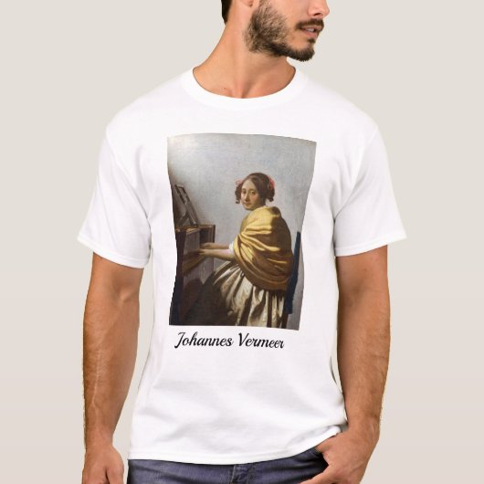 Johannes Vermeer - Junge Frau sitzt bei Virginal T-Shirt (Vorderseite)