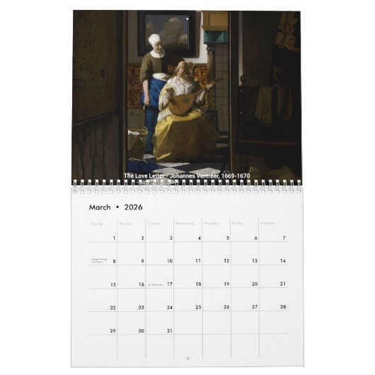 Johannes Vermeer Kalender (Mär 2026)
