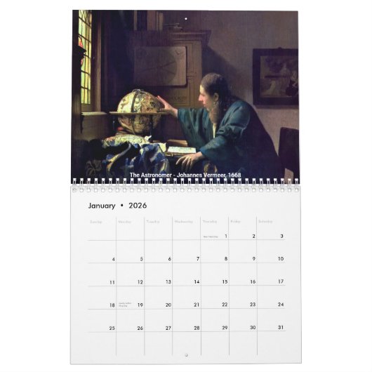 Johannes Vermeer Kalender (Jan 2026)