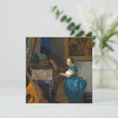 Johannes Vermeer - Lady sitzt bei einer Jungfrau Dankeskarte (Stehend Vorderseite)