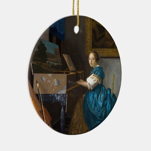 Johannes Vermeer - Lady sitzt bei einer Jungfrau Keramik Ornament (Rechts)