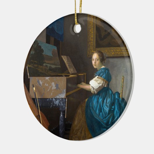 Johannes Vermeer - Lady sitzt bei einer Jungfrau Keramik Ornament (Links)