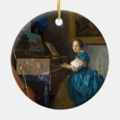 Johannes Vermeer - Lady sitzt bei einer Jungfrau Keramik Ornament (Hinten)