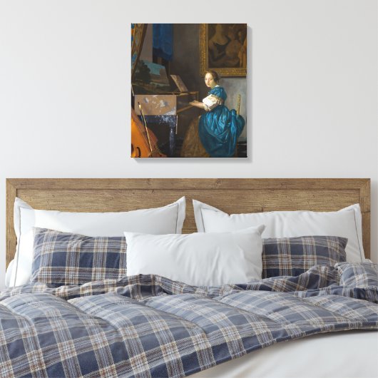 Johannes Vermeer - Lady sitzt bei einer Jungfrau Leinwanddruck (Insitu (Schlafzimmer))