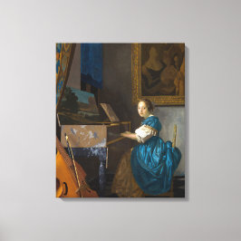Johannes Vermeer - Lady sitzt bei einer Jungfrau Leinwanddruck