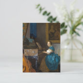 Johannes Vermeer - Lady sitzt bei einer Jungfrau Postkarte (Stehend Vorderseite)