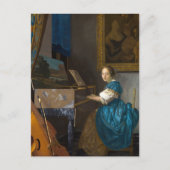Johannes Vermeer - Lady sitzt bei einer Jungfrau Postkarte (Vorderseite)