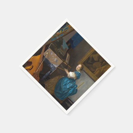 Johannes Vermeer - Lady sitzt bei einer Jungfrau Serviette (Ecke)