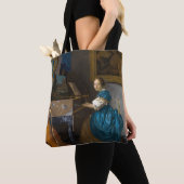 Johannes Vermeer - Lady sitzt bei einer Jungfrau Tasche (Von Nahem)