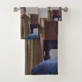 Johannes Vermeer - Lady Stehend bei einer Jungfrau Badhandtuch Set (Insitu)