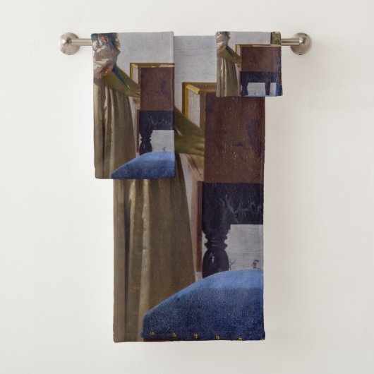 Johannes Vermeer - Lady Stehend bei einer Jungfrau Badhandtuch Set (Insitu)