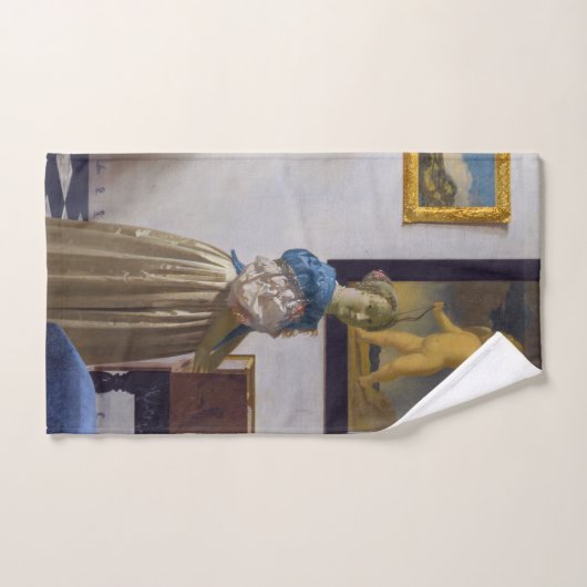 Johannes Vermeer - Lady Stehend bei einer Jungfrau Badhandtuch Set (Handtuch)